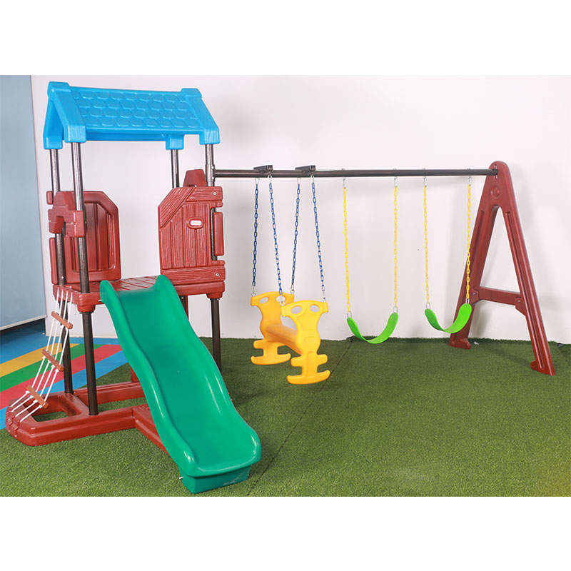 Wooden Swing Set With 2 Slides